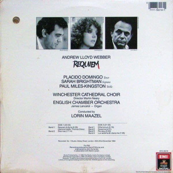 Платівка Andrew Lloyd Webber, Placido Domingo, Sarah Brightman, Lorin Maazel – Requiem|Ендрю Ллойд Веббер, Пласідо Домінго, Сара Брайтман, Лорін Маазель – Реквієм