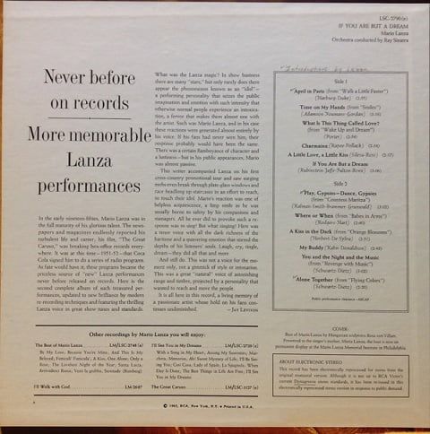 Mario Lanza – If You Are But A Dream - Radio Performances Never Before Released (Vinyl)