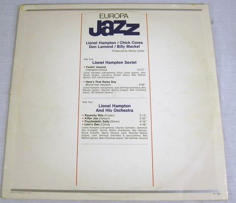 Lionel Hampton, Chick Corea, Don Lamond, Billy Mackel – Europa Jazz (Vinyl)