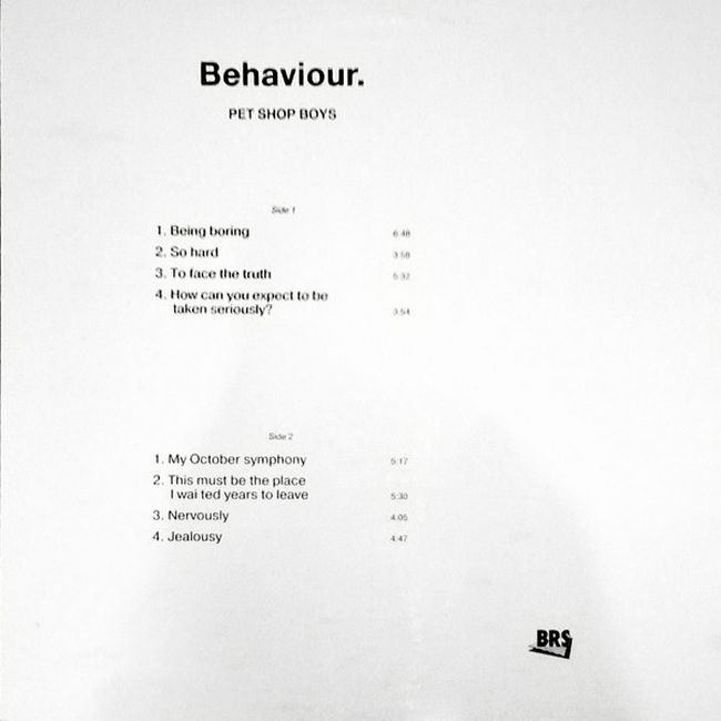 Платівка Pet Shop Boys – Behaviour (Vinyl) | Пет Шоп Бойс