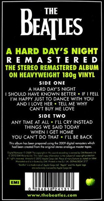 The Beatles – A Hard Day's Night (LP, Album, 180g, Vinyl)