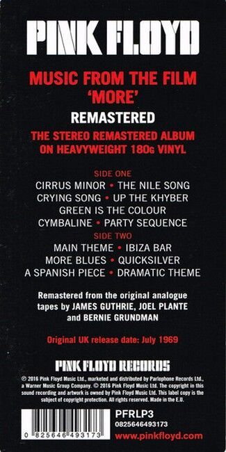 Pink Floyd – Music From The Film "More" (LP, Album, Reissue, Remastered, Stereo, 180 Gram, Vinyl)