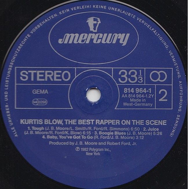 Платівка Kurtis Blow – The Best Rapper On The Scene|Куртіс Блоу-Найкращий репер на сцені
