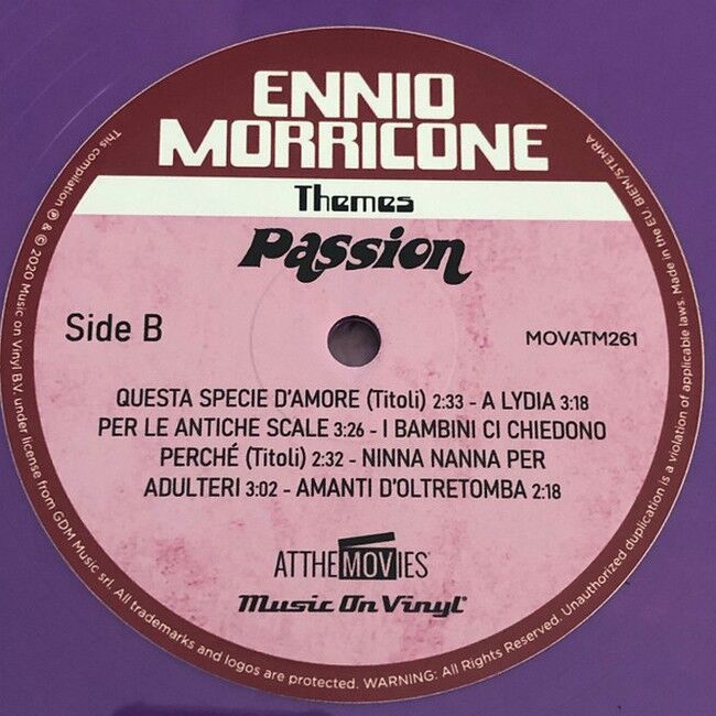 Ennio Morricone – Passion (Deluxe Edition, Limited Edition, Pink & Purple) (Vinyl)
