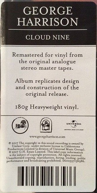 George Harrison – Cloud Nine (LP, Album, Reissue, Remastered, 180g, Vinyl)