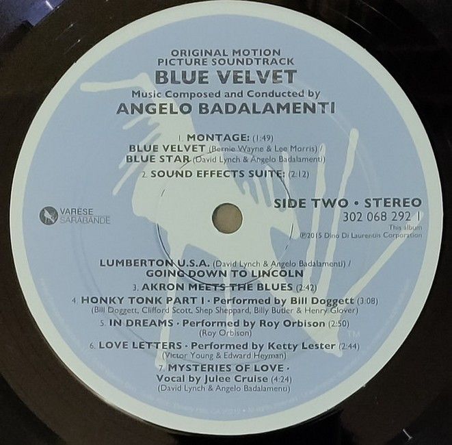 Angelo Badalamenti – Blue Velvet (Original Motion Picture Soundtrack) (LP, Album, Reissue, Vinyl)