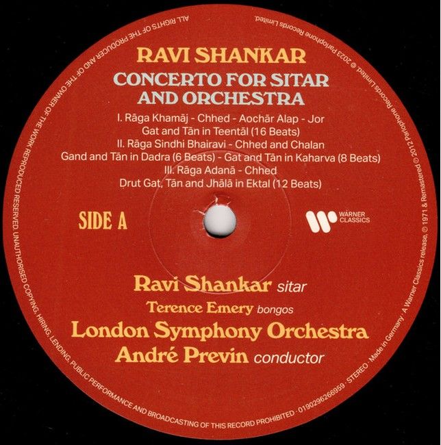Платівка Ravi Shankar & Andre Previn - London Symphony Orchestra – Concerto For Sitar & Orchestra|Раві Шанкар з Лондонським симфонічним оркестром під керівництвом Андре Превіна-Концерт для ситара з оркестром
