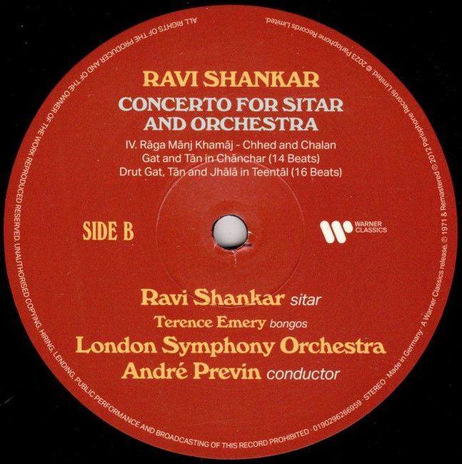 Платівка Ravi Shankar & Andre Previn - London Symphony Orchestra – Concerto For Sitar & Orchestra|Раві Шанкар з Лондонським симфонічним оркестром під керівництвом Андре Превіна-Концерт для ситара з оркестром