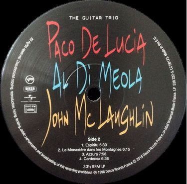 Paco De Lucia/Al Di Meola/John McLaughlin - The Guitar Trio (Vinyl)
