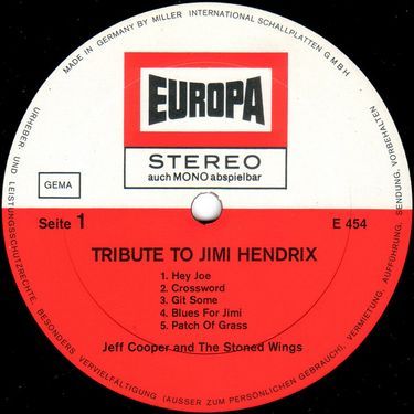 Платівка Джеф Купер і Стон Вінгс |  Jeff Cooper and the Stoned Wings - Tribute to Jimi Hendrix (Vinyl)
