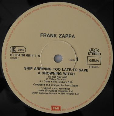 Frank Zappa - Ship Arriving Too Late To Save a Drowning Witch (1st press)
