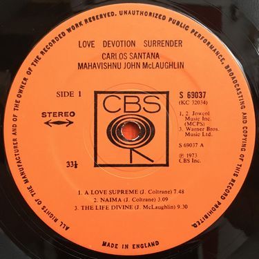 Carlos Santana, Mahavishnu John McLaughlin - Love Devotion Surrender 