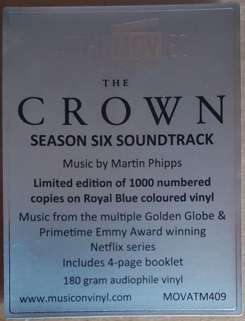 Martin Phipps – The Crown (Season Six Soundtrack) (LP, Album, Limited Edition, Numbered, Stereo, Blue [Royal Blue], 180 gram)