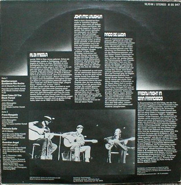 Платівка Al Di Meola / John McLaughlin / Paco De Lucіa – Friday Night In San Francisco|Аль Ді Меола , Джон Маклафлін , Пако де Лусія-Вечір п'ятниці в Сан-Франциско